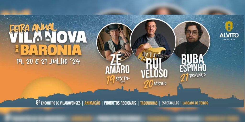 Nos dias 19, 20 e 21 de julho de 2024, Vila Nova da Baronia (Alvito) vai acolher a sua Feira Anual, que promete trazer muita animação