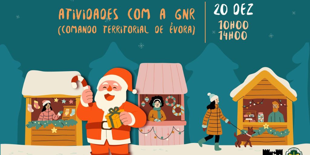 Chegada do Pai Natal e atividades com a GNR decorrem este sábado no Mercadinho de Natal de Vila Viçosa