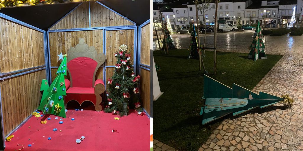 Decorações de Natal vandalizadas em Estremoz: Município repudia atos